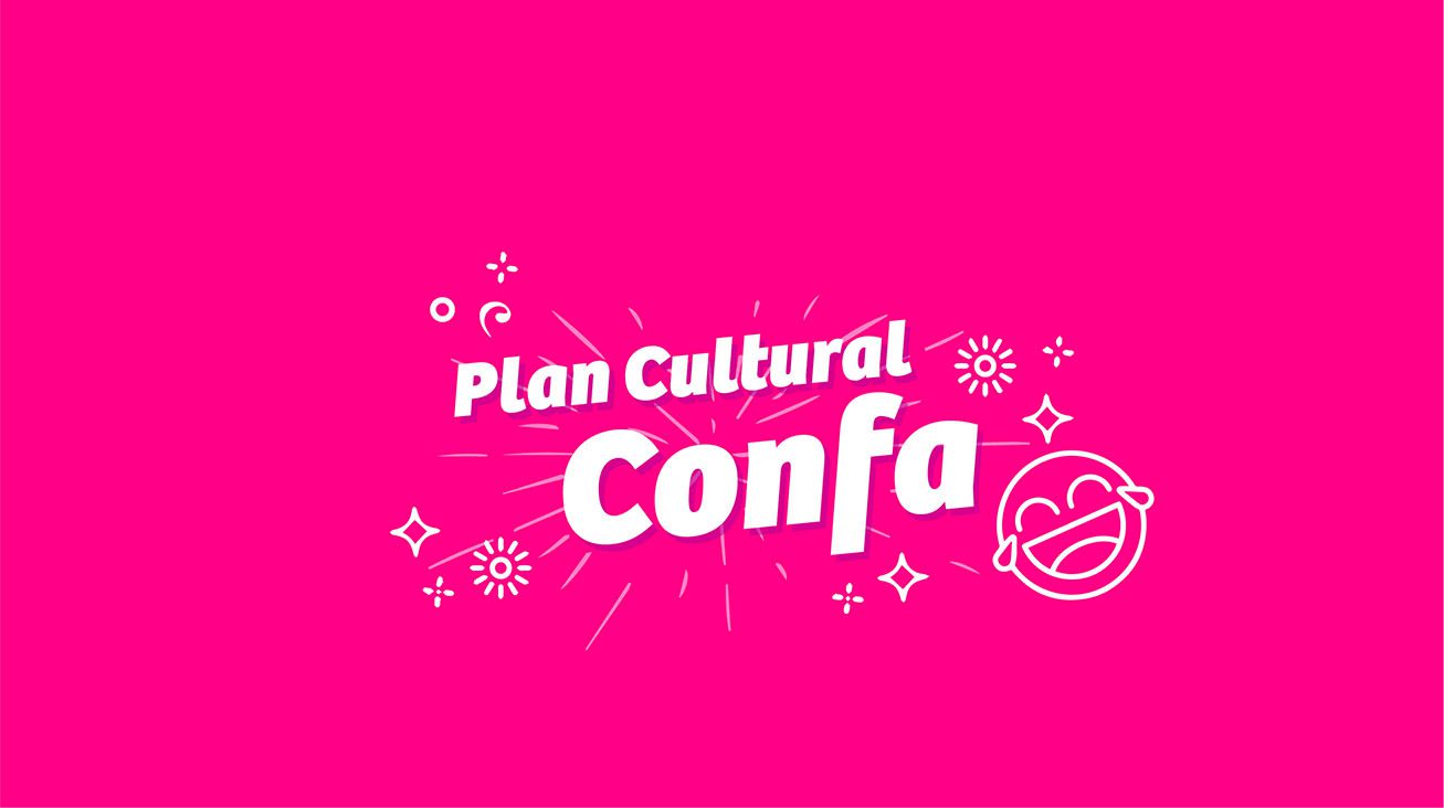Banner magenta que dice Plan Cultural Confa