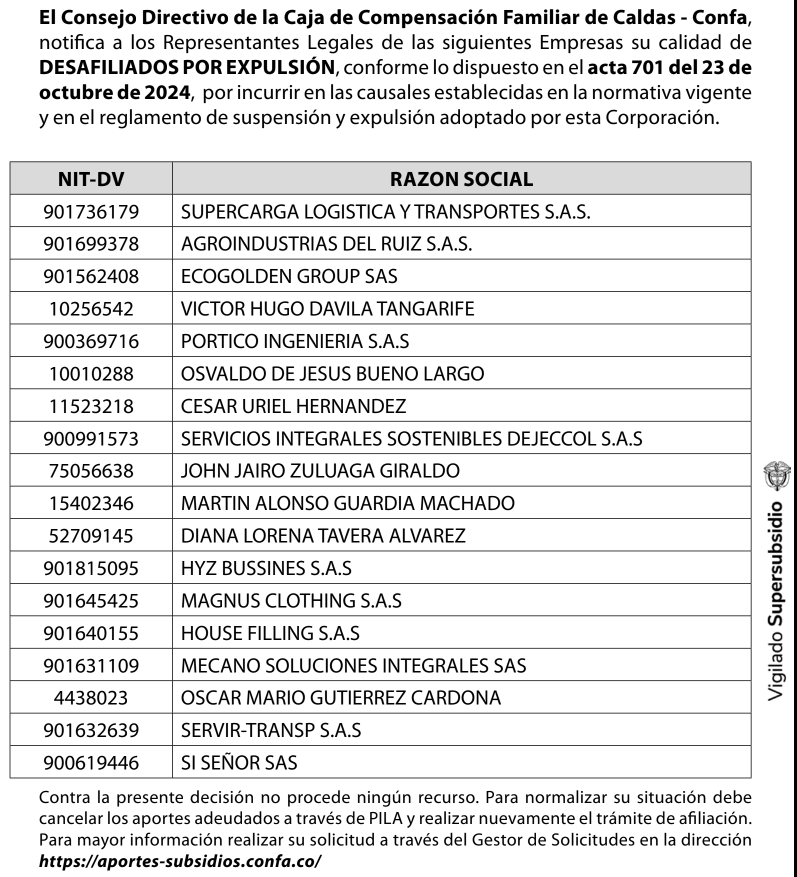 Documento empresas desafiliadas