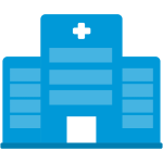 Icono-clínicaSanMarcel Icono de edificio azul de salud