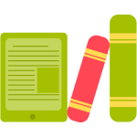 Icono de libros y un dispositivo digital de lectura