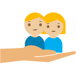 Icono-subsioAlDesempleo Icono de una mano sosteniendo dos ninos