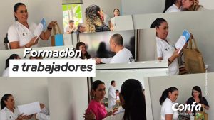 Varias personas de la empresa buen cafe recibiendo un diploma