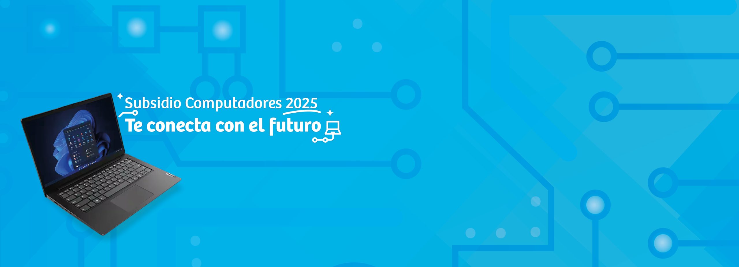 Computador con fondo azul tecnologico