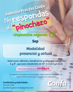 Imagen que describe el Subsidio de preicfes Confa con el aliado SEP. Modalidad presencial y virtual