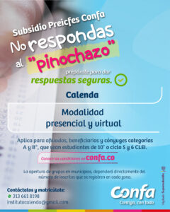 Imagen que describe el Subsidio de preicfes Confa con el aliado Calenda. Modalidad presencial y virtual