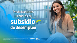 Mujer feliz porque adquirió el subsidio de desempleo