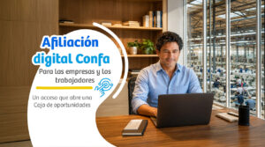 Hombre está haciendo afiliación digital a Confa