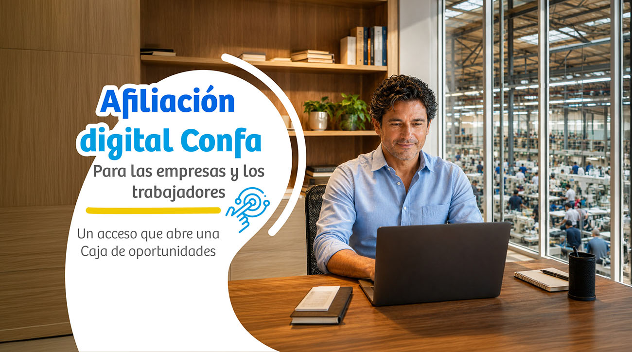Hombre está haciendo afiliación digital a Confa