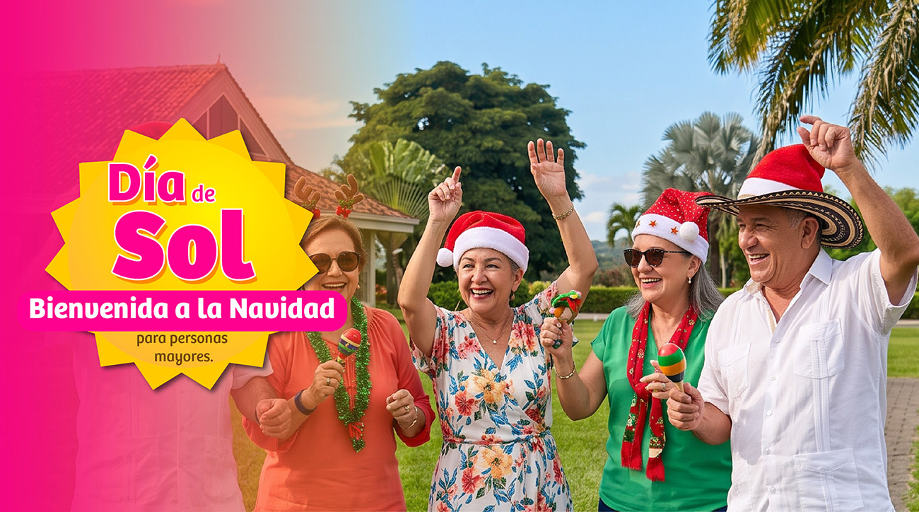Personas mayores bailan alegres para celebrar la Navidad